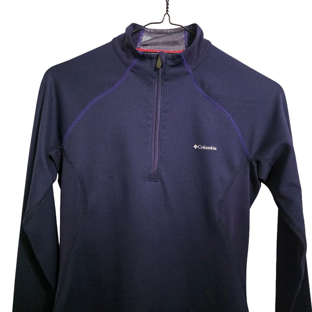 Columbia Long Sleeve Half Zip Omni-Heat Ribbed Purple Top Women's Size XS - Picture 2 of 9